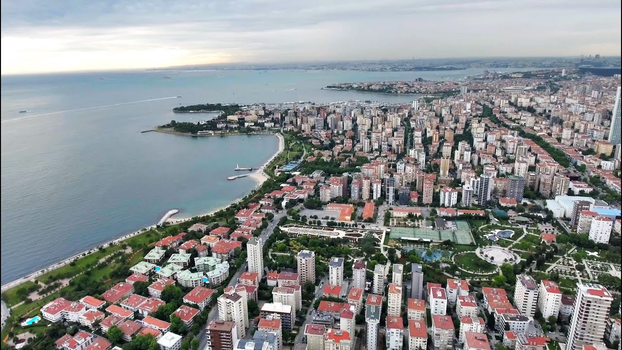 Aerial view of Bağdat Caddesi along Marmara Sea