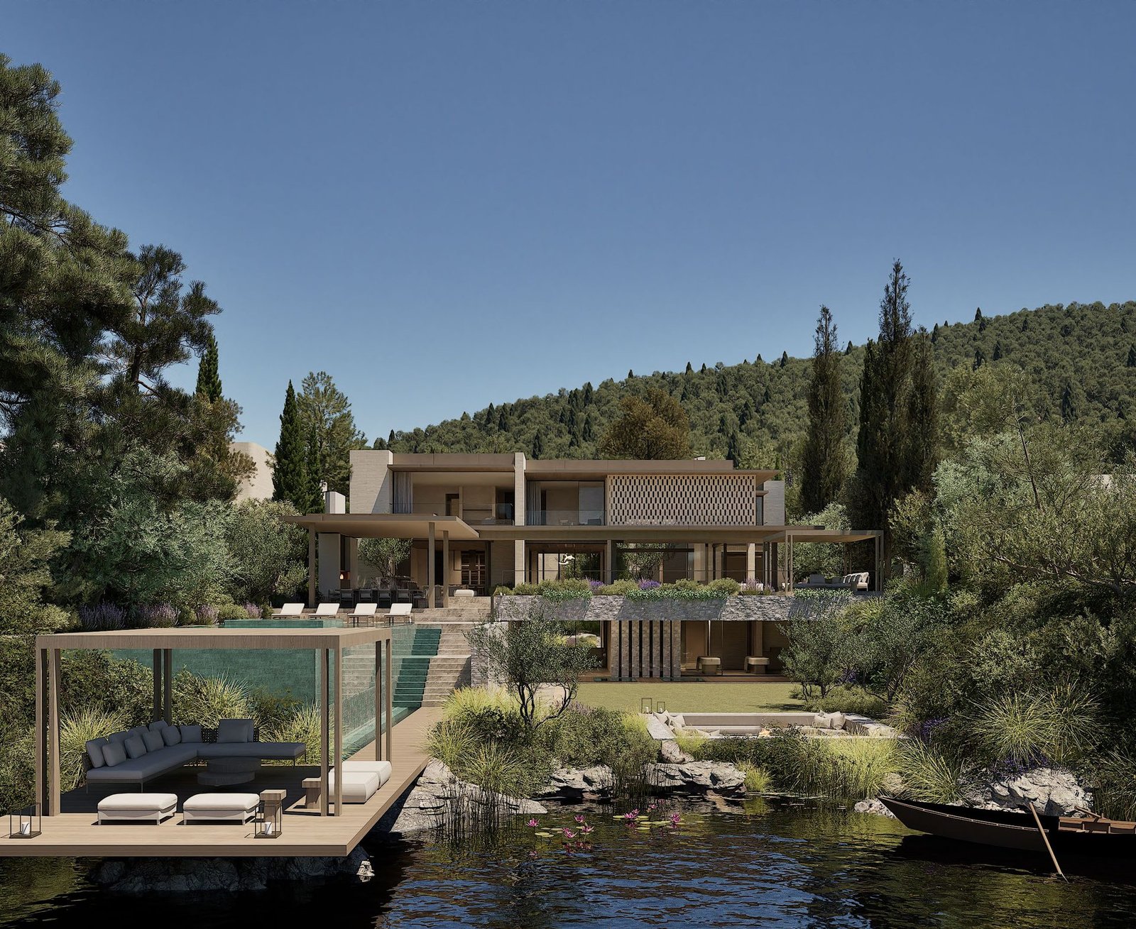 A Waterside Villa opening onto the lagoon at Aman Residences, Bodrum